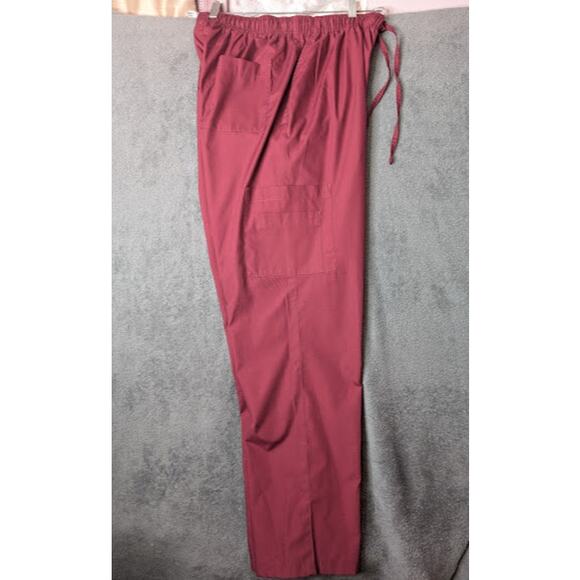 DAGACCI unisex cargo scrub pants XL Burgundy drawstring NWOT - Picture 3 of 8